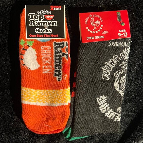 Sriracha + Top Ramen Socks (2 packs) - Picture 1 of 3